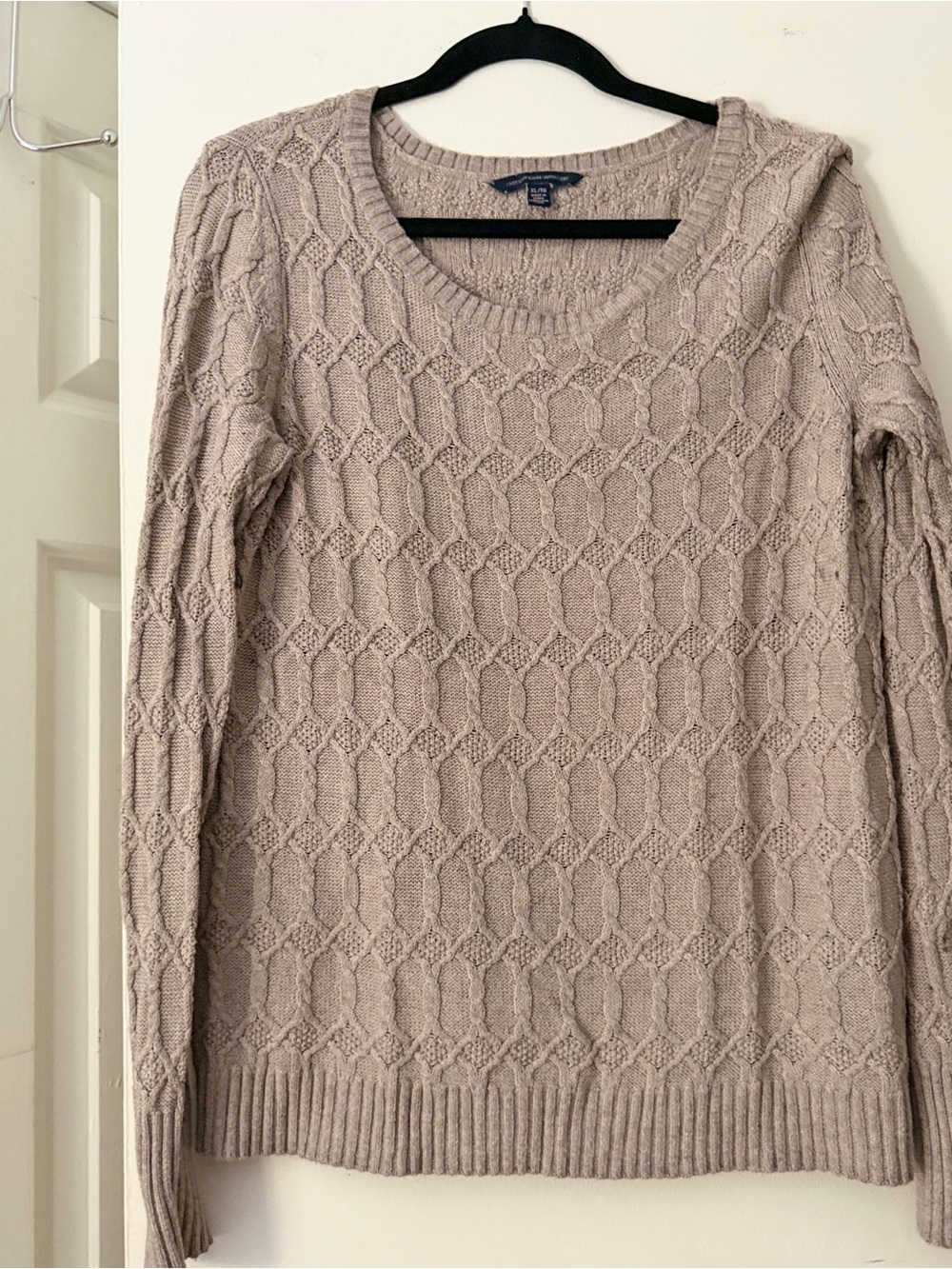 American  eagle Neutral Cable Knit Scoop Neck Sweater - Taupe Beige